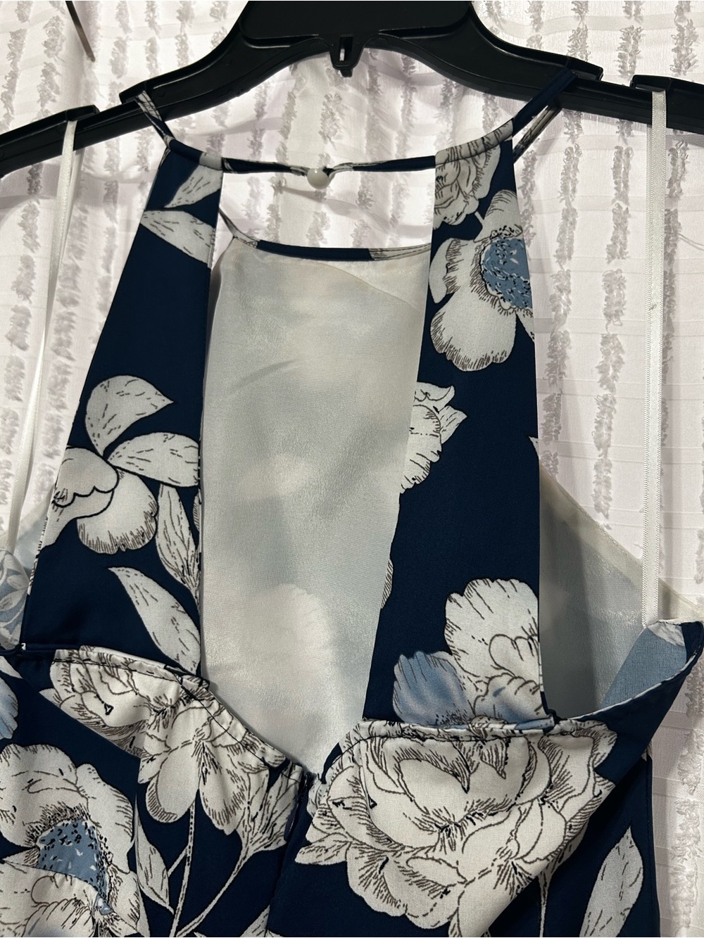 Women’s Medium Navy Blue Floral Halter Dress - Picture 8 of 14